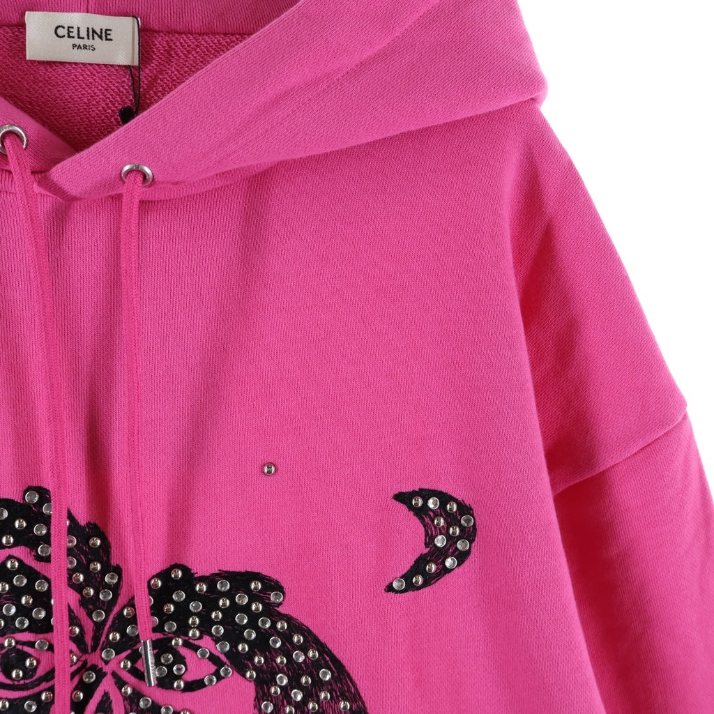 CELINE(セリーヌ) パームツリー スタッズ フーディー プルオーバーパーカー 2Y795670Q ピンク