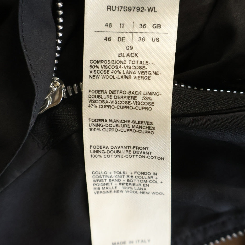 Rick Owens(リックオウエンス) 17SS ビスコースウールフライトジャケット ブルゾン ジップアップ ブラック RU17S9792-WL