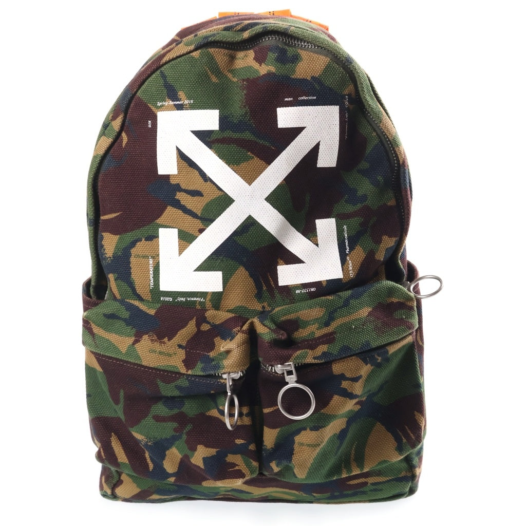 OFF-WHITE(オフホワイト) 18SS Camouflage Backpack カモフラージュ キャンバス 迷彩バックパック リュックサック カーキ OMNB003S18861034