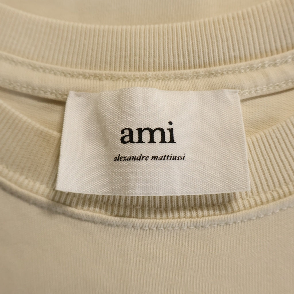 AMI Alexandre Mattiussi(アミアレクサンドルマテュッシ) T-Shirt ハートロゴ刺繍 半袖Tシャツ ベージュ UTS002.726