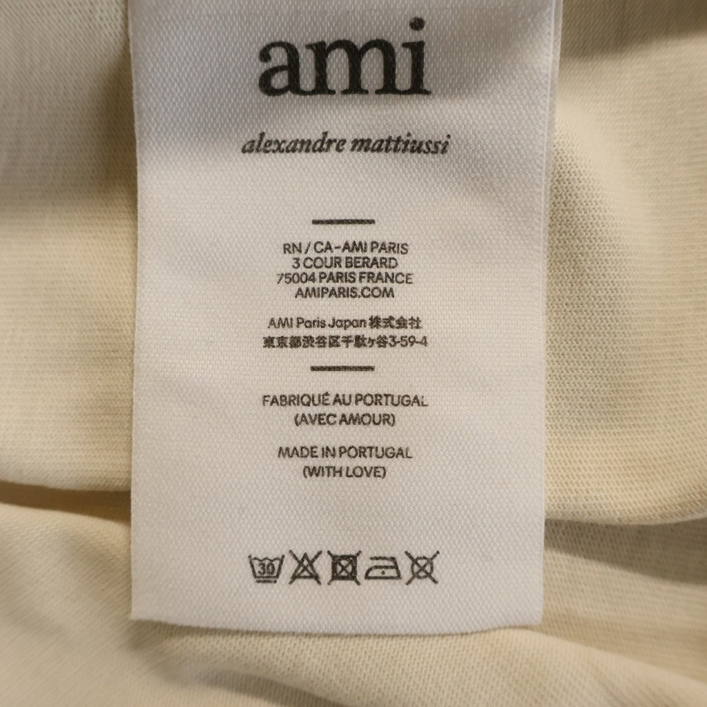 AMI Alexandre Mattiussi(アミアレクサンドルマテュッシ) T-Shirt ハートロゴ刺繍 半袖Tシャツ ベージュ UTS002.726