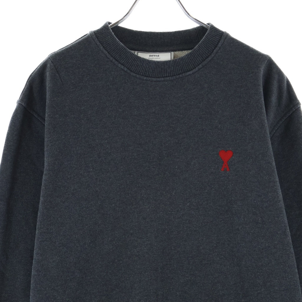 AMI Alexandre Mattiussi(アミアレクサンドルマテュッシ) Sweatshirt ハートロゴ刺繍 クルーネックスウェットトレーナー グレー H20HJ007.730