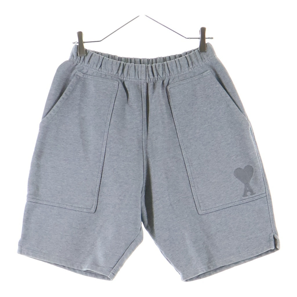AMI Alexandre Mattiussi(アミアレクサンドルマテュッシ) Sweat Shorts ハートロゴ刺繍 スウェットハーフパンツ グレー E21HJ328.747