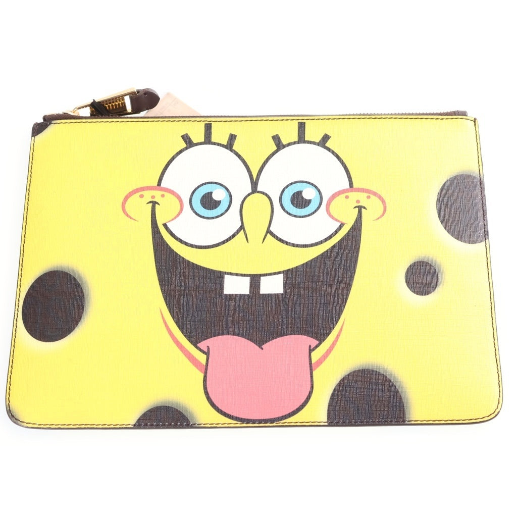 MOSCHINO(モスキーノ) Sponge Bob Clutch Bag スポンジボブ レザークラッチバッグ イエロー