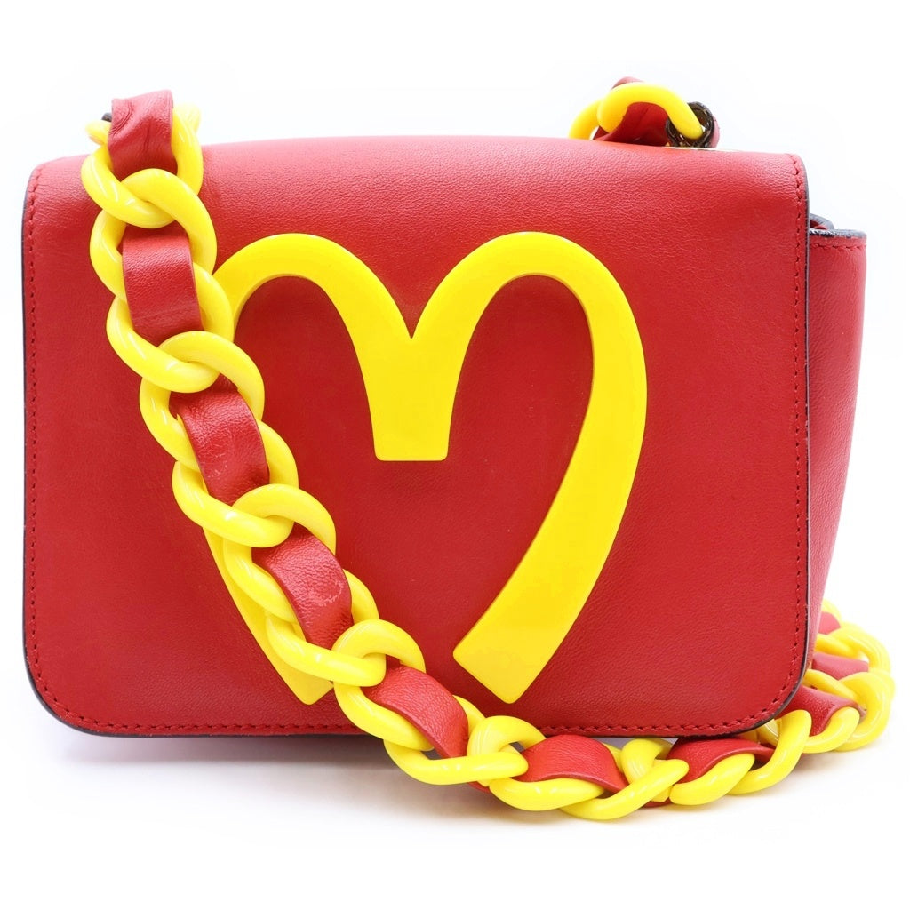 MOSCHINO(モスキーノ) McDonald's Shoulder Bag マクドナルド レザーショルダーバッグ レッド レディース