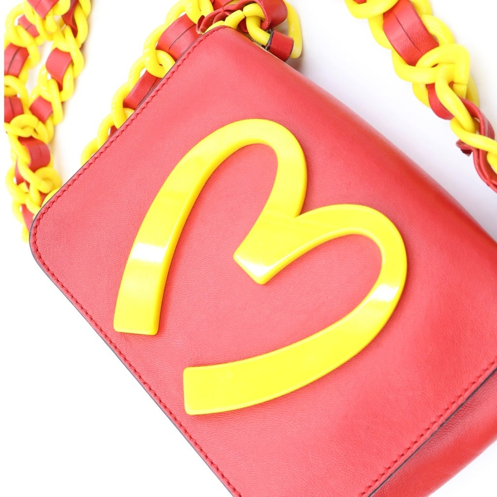 MOSCHINO(モスキーノ) McDonald's Shoulder Bag マクドナルド レザーショルダーバッグ レッド レディース
