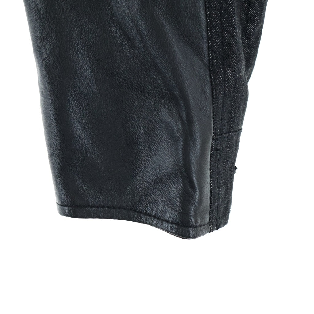 VERSACE(ヴェルサーチ) Double Riders Jacket デニム切替 ダブルライダースジャケット ブラック