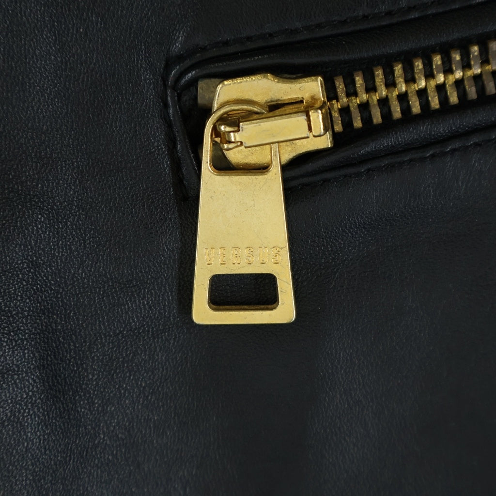 VERSACE(ヴェルサーチ) Double Riders Jacket デニム切替 ダブルライダースジャケット ブラック
