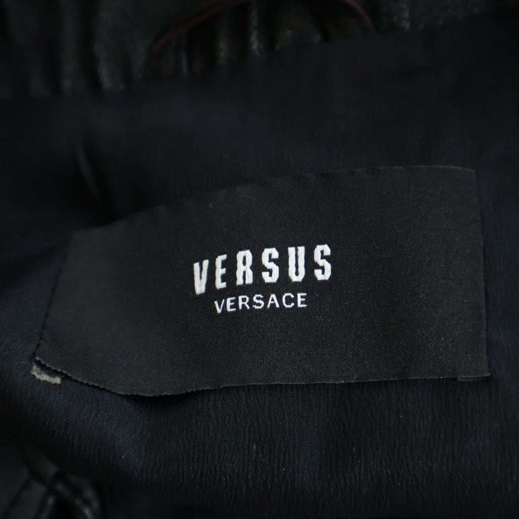 VERSACE(ヴェルサーチ) Double Riders Jacket デニム切替 ダブルライダースジャケット ブラック