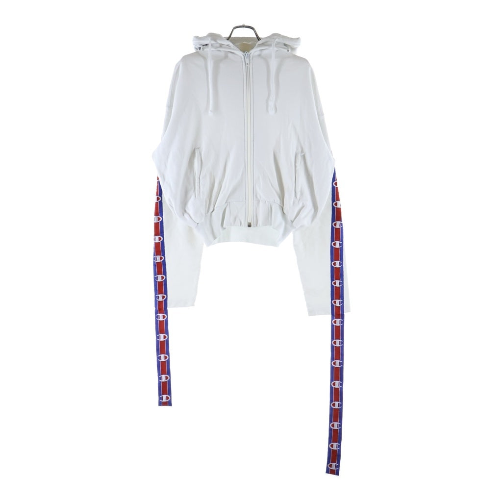 VETEMENTS(ヴェトモン) 17SS ×Champion Tape Zip Up Hoodie チャンピオン テープ ジップアップスウェットパーカー フーディー ホワイト MSS17CH17