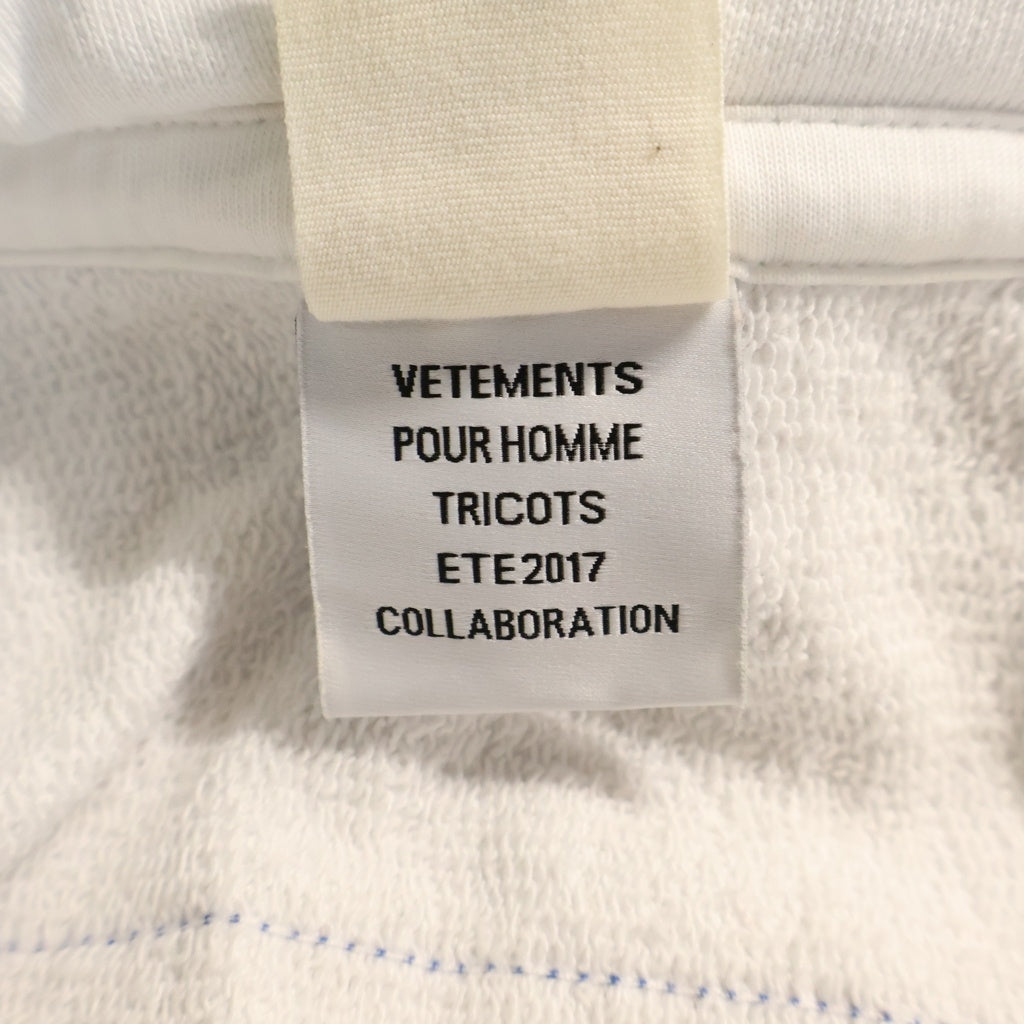 VETEMENTS(ヴェトモン) 17SS ×Champion Tape Zip Up Hoodie チャンピオン テープ ジップアップスウェットパーカー フーディー ホワイト MSS17CH17