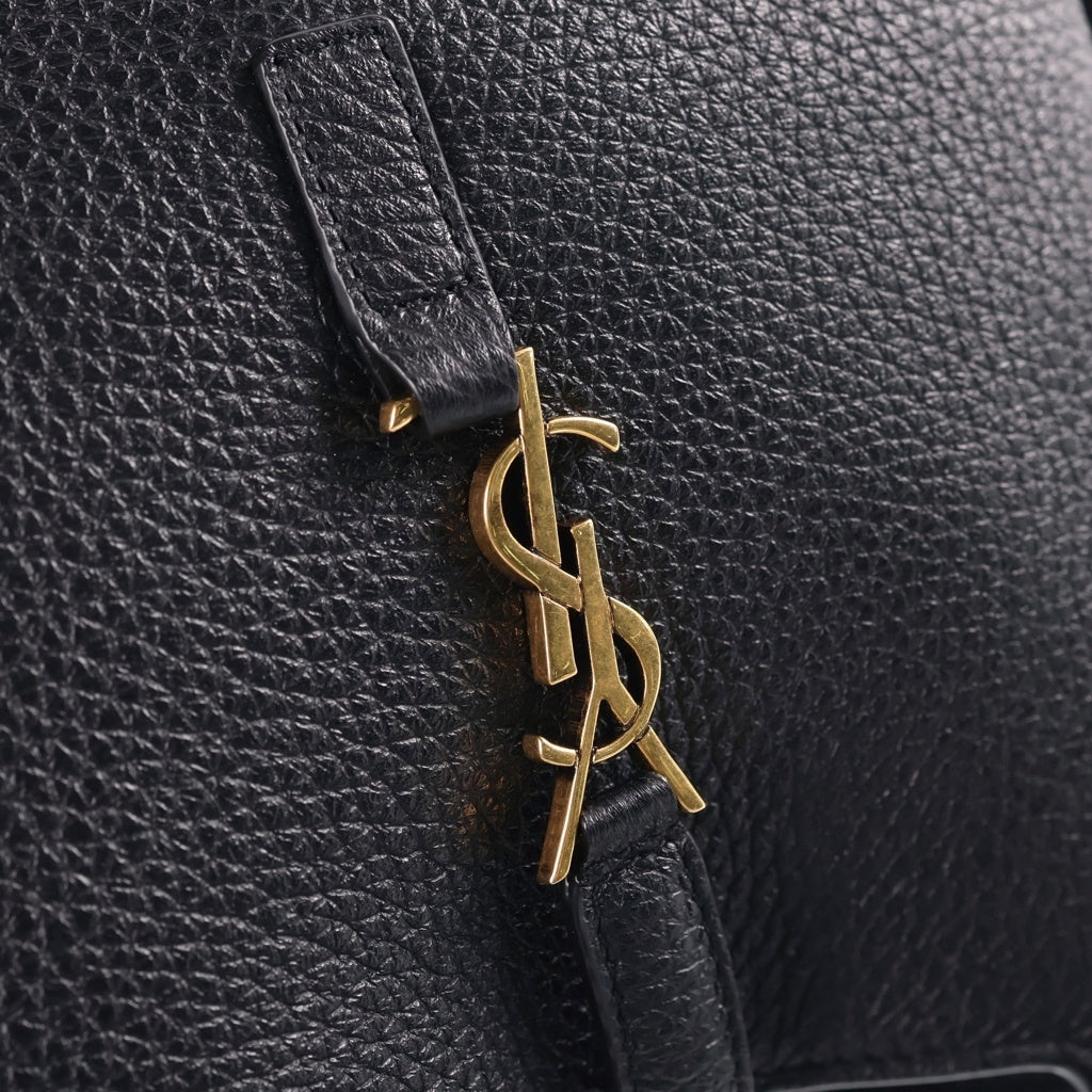 SAINT LAURENT PARIS(サンローランパリ) LE 5 A 7 ル サンカセット ベイビーベア グレインレザー2WAY ショルダーバッグ ブラック レディース