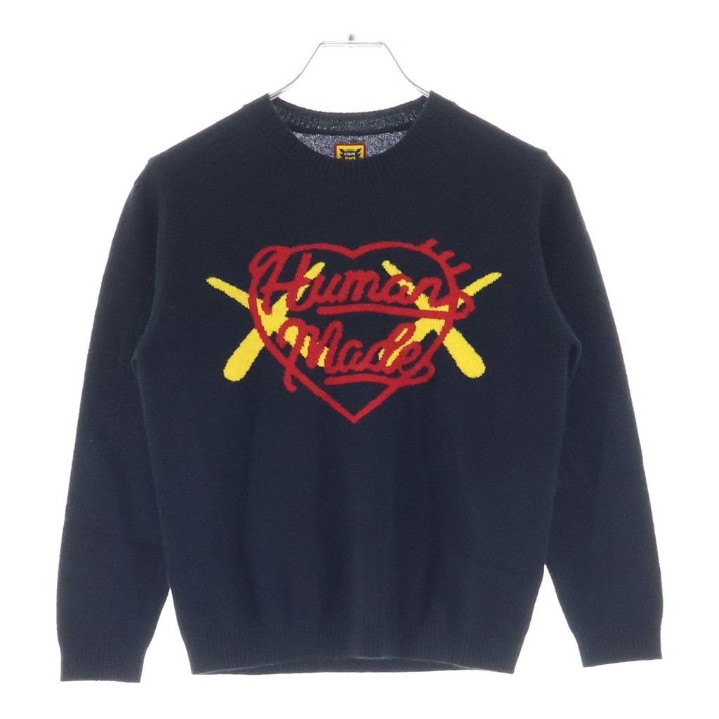 HUMAN MADE(ヒューマンメイド) x KAWS Made Knit Sweater Kids ×カウズ ロゴニット セーター キッズ ブラック XX26CS005