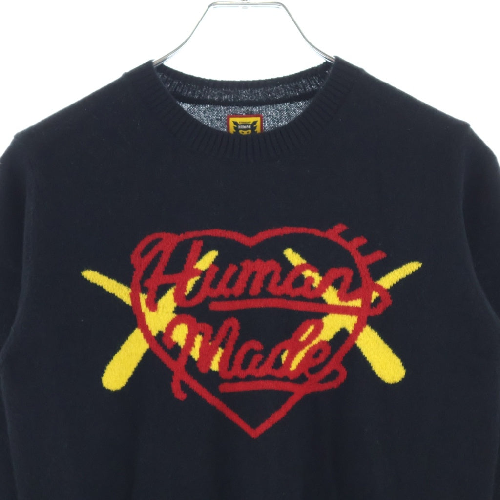 HUMAN MADE(ヒューマンメイド) x KAWS Made Knit Sweater Kids ×カウズ ロゴニット セーター キッズ ブラック XX26CS005