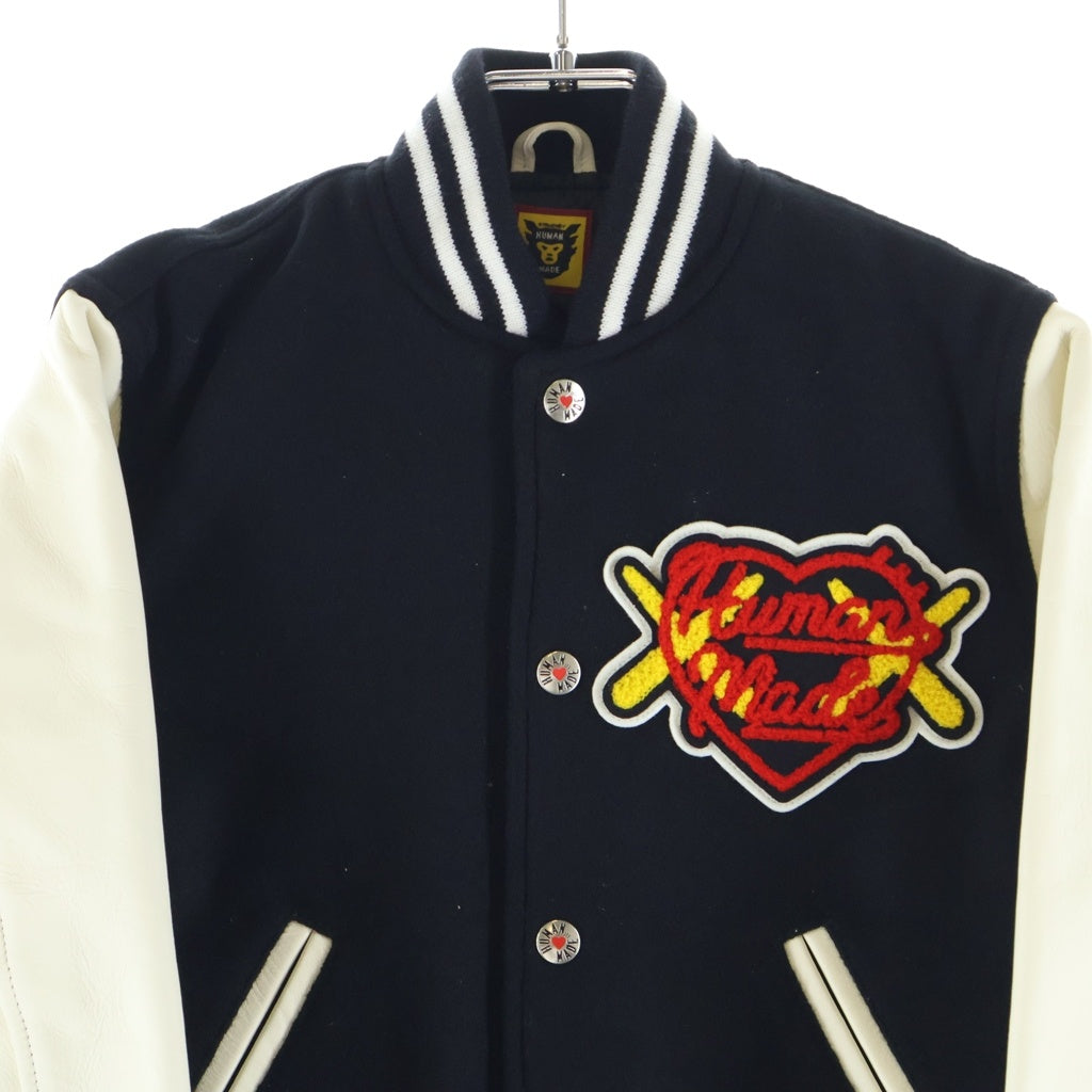 HUMAN MADE(ヒューマンメイド) 23AW ×KAWS VARSITY JACKET KIDS ×カウズ バーシティジャケット スタジャン ブラック XX26JK007