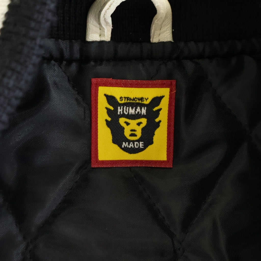 HUMAN MADE(ヒューマンメイド) 23AW ×KAWS VARSITY JACKET KIDS ×カウズ バーシティジャケット スタジャン ブラック XX26JK007