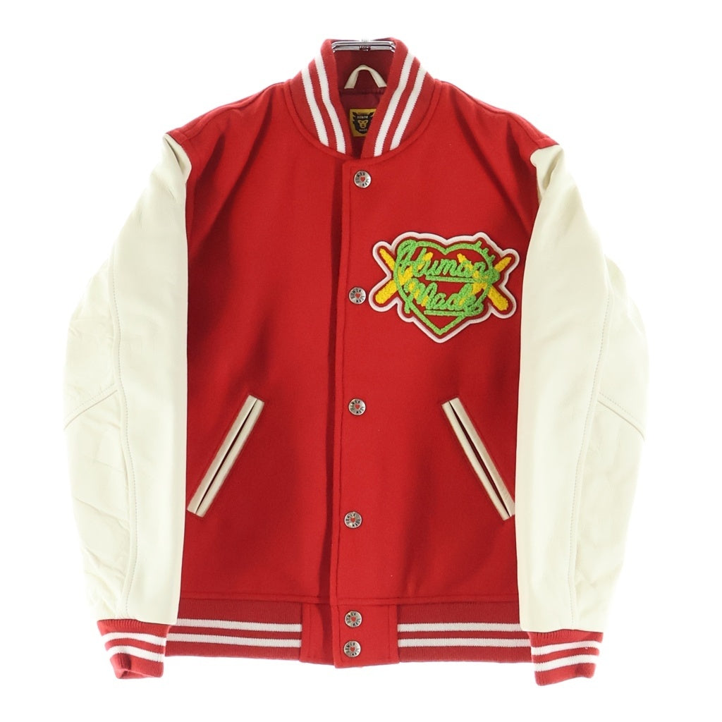 HUMAN MADE(ヒューマンメイド) 23AW ×KAWS VARSITY JACKET KIDS ×カウズ バーシティジャケット スタジャン レッド XX26JK007