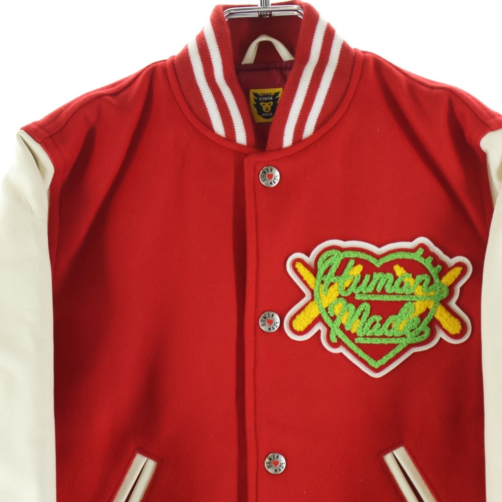 HUMAN MADE(ヒューマンメイド) 23AW ×KAWS VARSITY JACKET KIDS ×カウズ バーシティジャケット スタジャン レッド XX26JK007