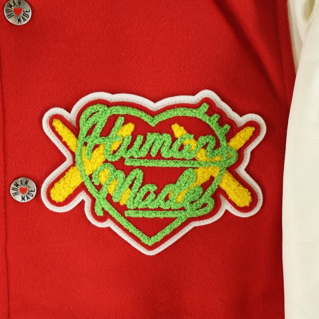 HUMAN MADE(ヒューマンメイド) 23AW ×KAWS VARSITY JACKET KIDS ×カウズ バーシティジャケット スタジャン レッド XX26JK007