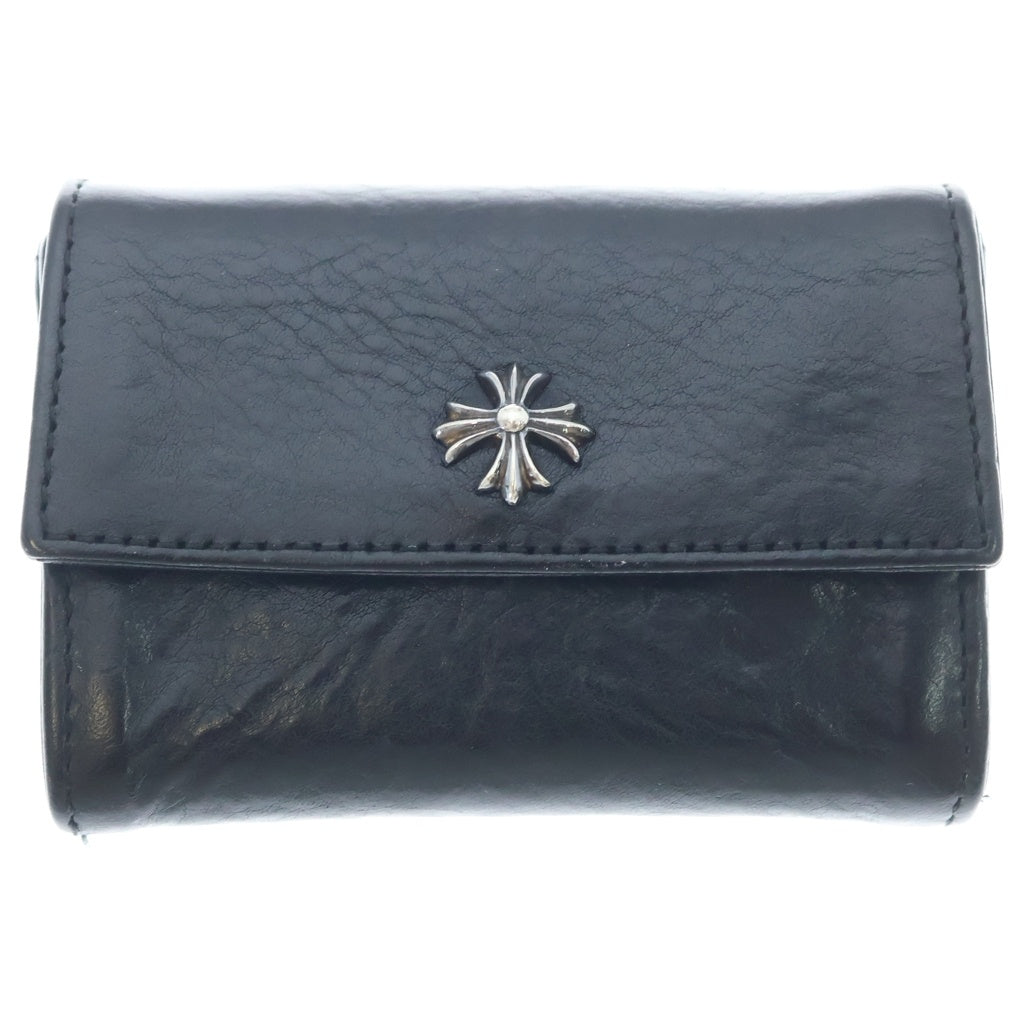 CHROME HEARTS(クロムハーツ) TINY WALLET タイニーレザーウォレット CHプラスボタン 財布 ブラック BCA372