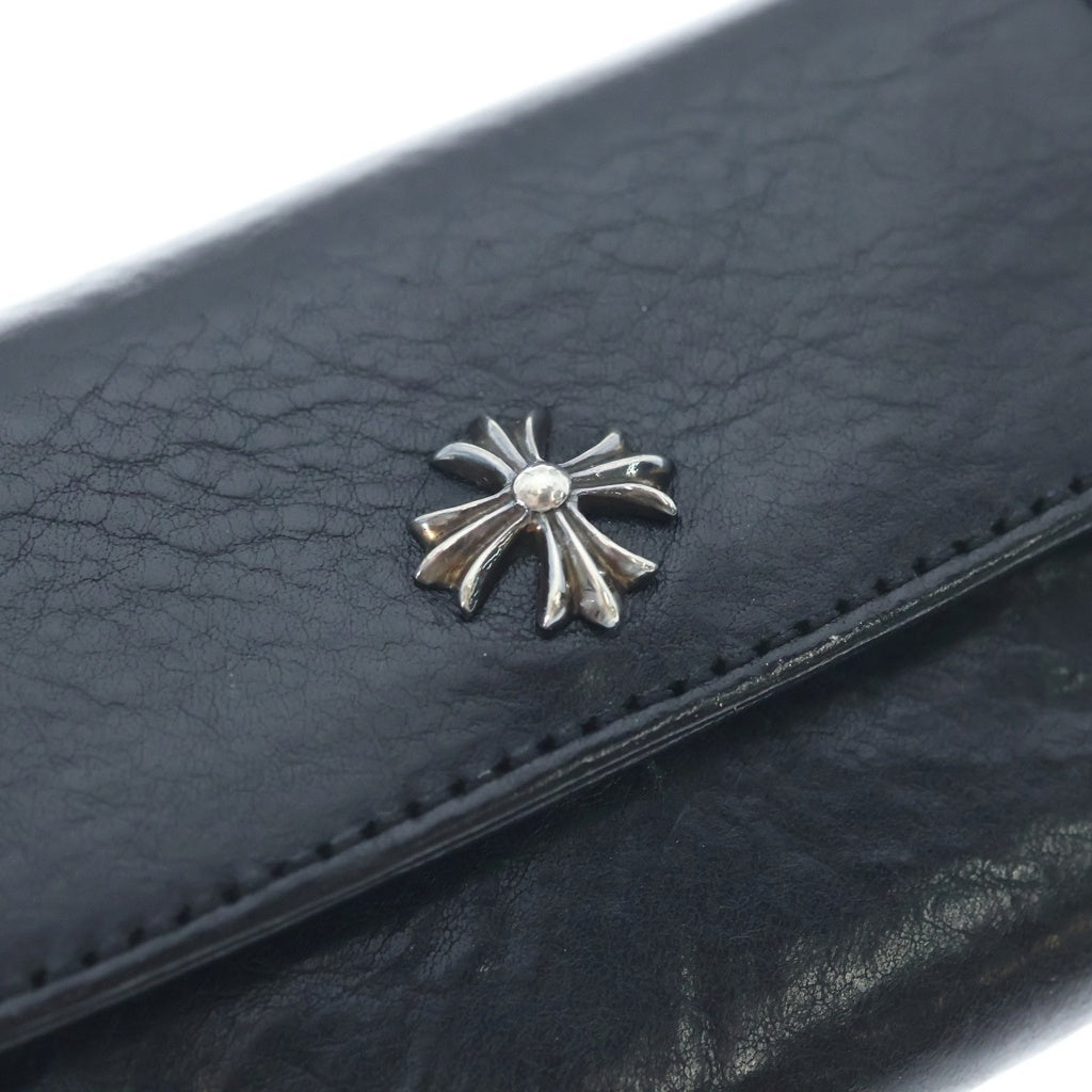 CHROME HEARTS(クロムハーツ) TINY WALLET タイニーレザーウォレット CHプラスボタン 財布 ブラック BCA372