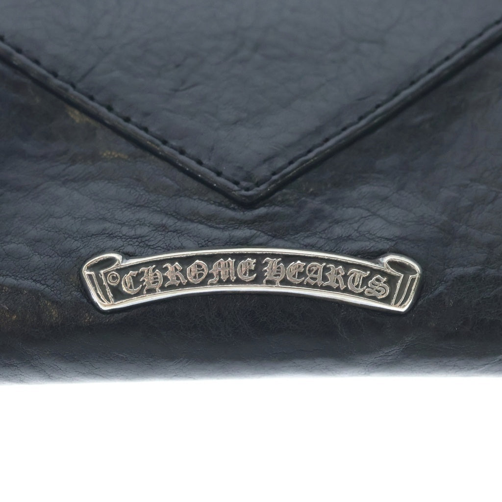 CHROME HEARTS(クロムハーツ) TINY WALLET タイニーレザーウォレット CHプラスボタン 財布 ブラック BCA372