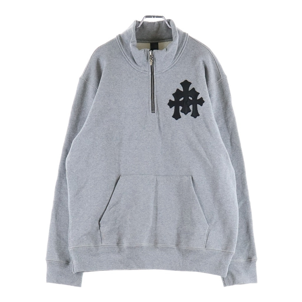 CHROME HEARTS(クロムハーツ) GYN U PAPER JAM 1/2 ZP PLVR クロスパッチハーフジップスウェット グレー