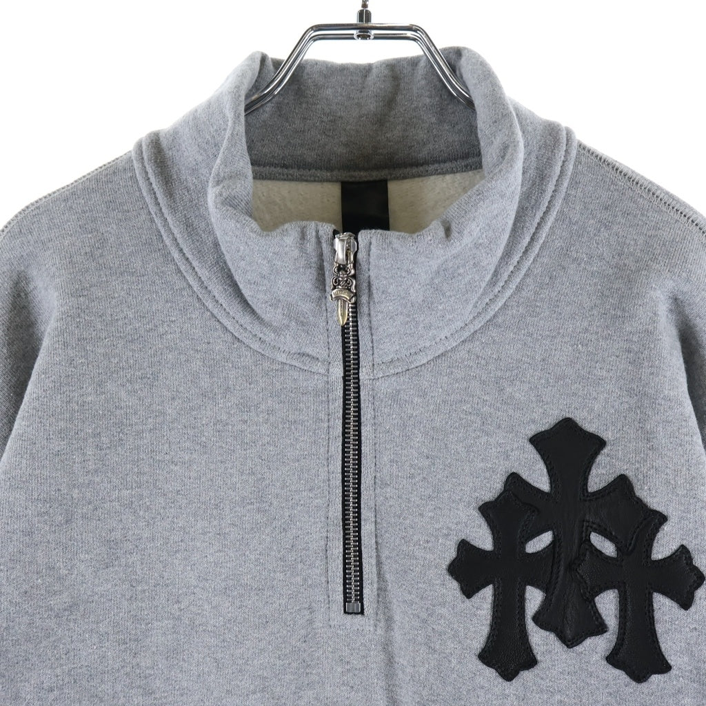 CHROME HEARTS(クロムハーツ) GYN U PAPER JAM 1/2 ZP PLVR クロスパッチハーフジップスウェット グレー