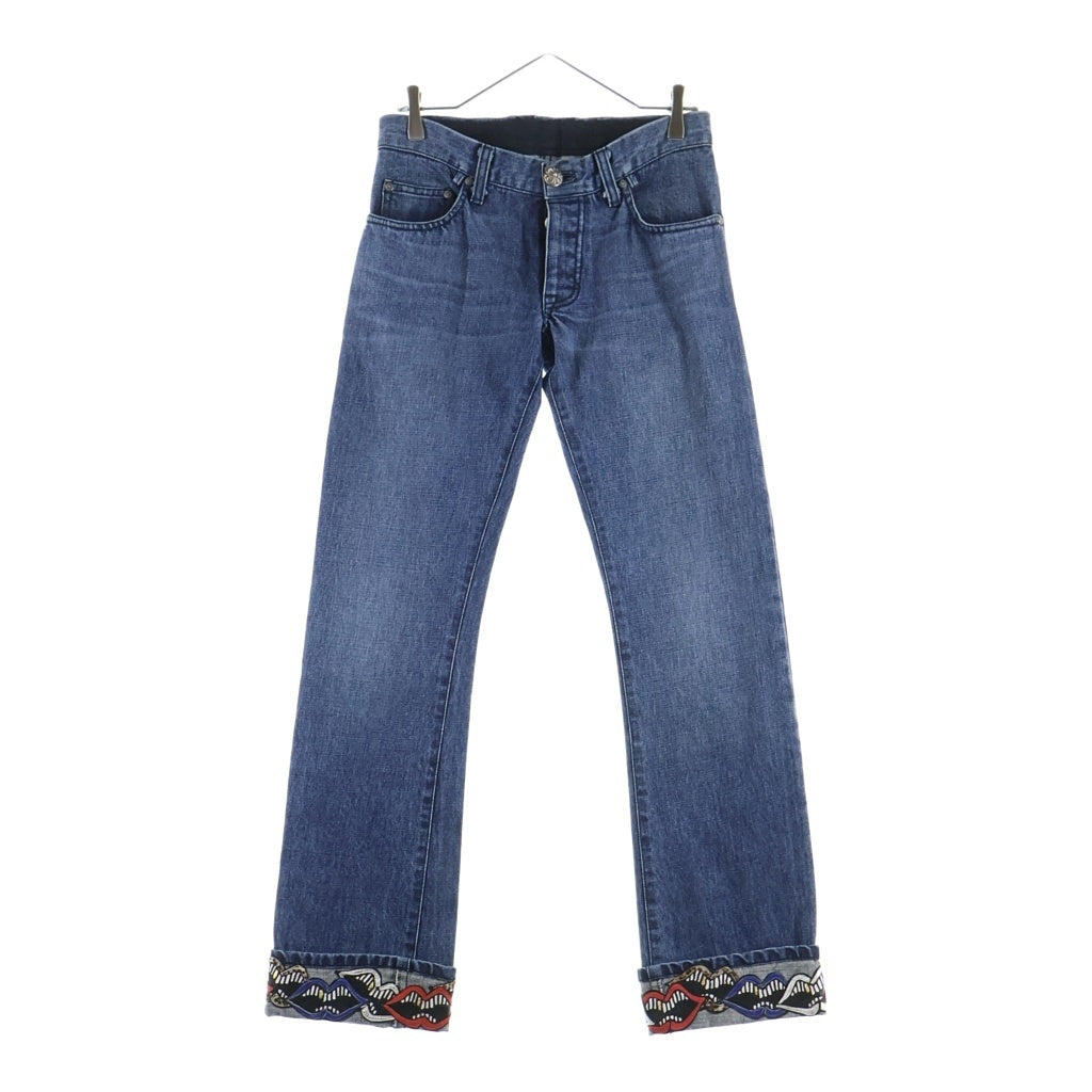 CHROME HEARTS(クロムハーツ) ×MATTY BOY 5PKT CHOMPER DENIM PANTS マッティボーイ チョンパー レザーパッチ クロスボール ボタンフライ デニムパンツ インディゴ