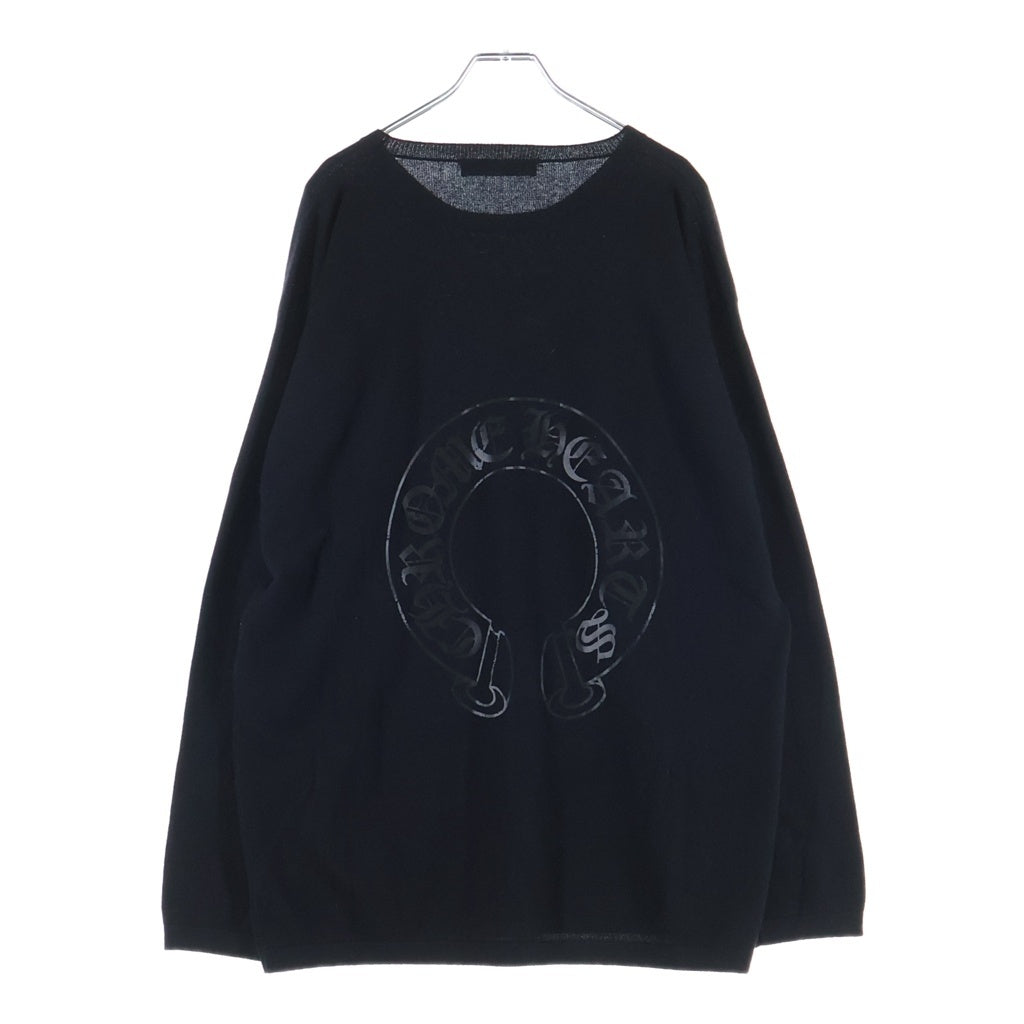 CHROME HEARTS(クロムハーツ) OLD CASHMERE KNIT SWEATER オールド バックホースシュープリント クルーネック カシミヤニットセーター ブラック