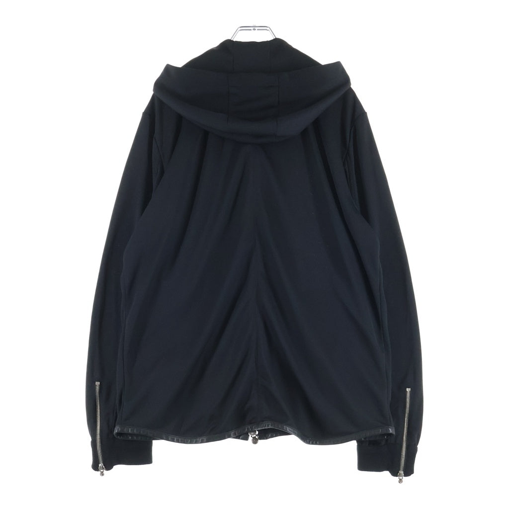 CHROME HEARTS(クロムハーツ) TRACK JACKET HOODIE #10ダガー カシミヤ レザー切替 メッシュジップアップパーカー フーディー トラックジャケット ブラック
