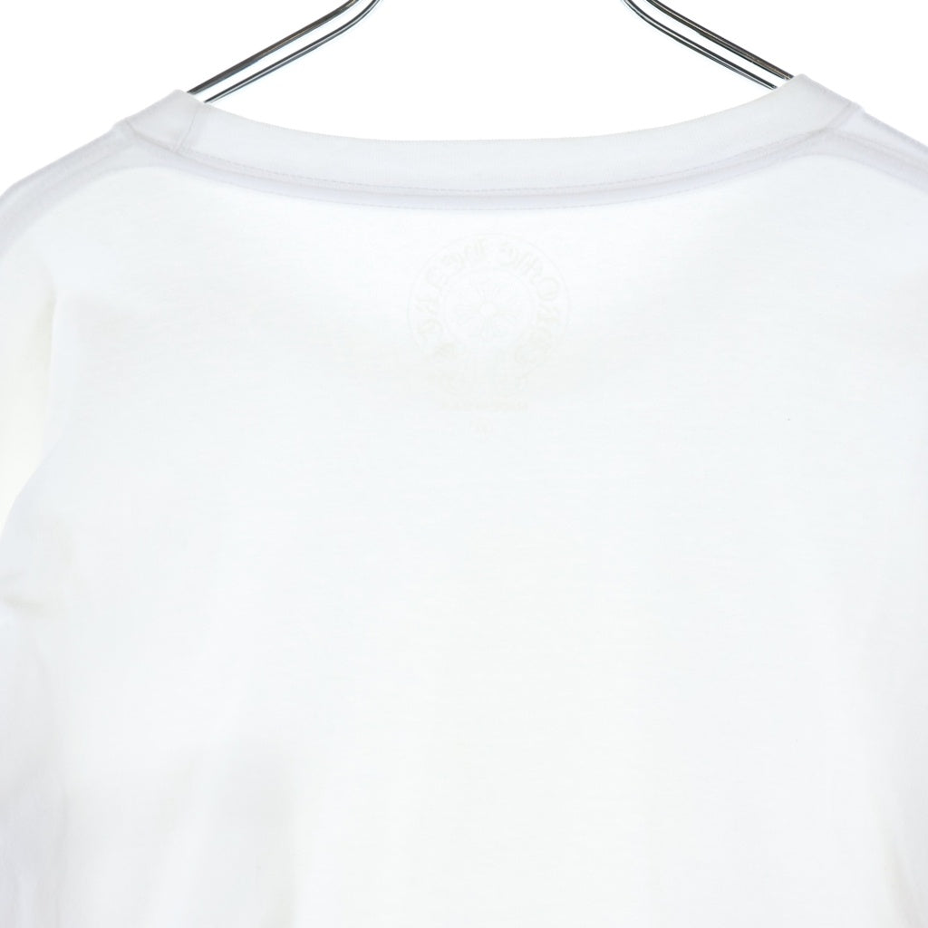CHROME HEARTS(クロムハーツ) CH LS NECK LOGO ネックロゴプリント 袖ロゴ 長袖Tシャツ ロングスリーブカットソー ホワイト