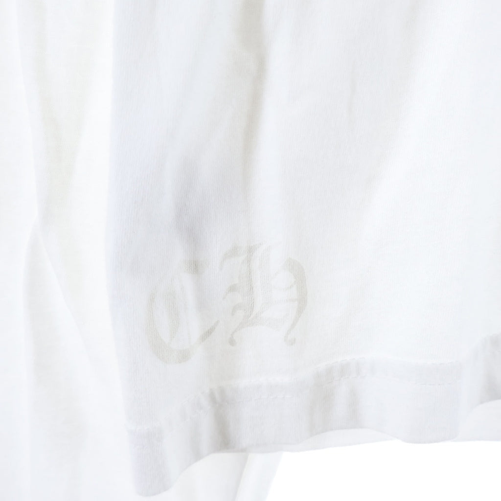 CHROME HEARTS(クロムハーツ) CH LS NECK LOGO ネックロゴプリント 袖ロゴ 長袖Tシャツ ロングスリーブカットソー ホワイト