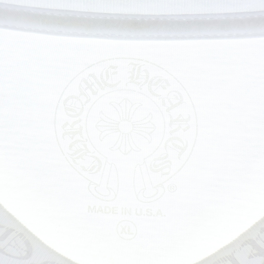 CHROME HEARTS(クロムハーツ) CH LS NECK LOGO ネックロゴプリント 袖ロゴ 長袖Tシャツ ロングスリーブカットソー ホワイト