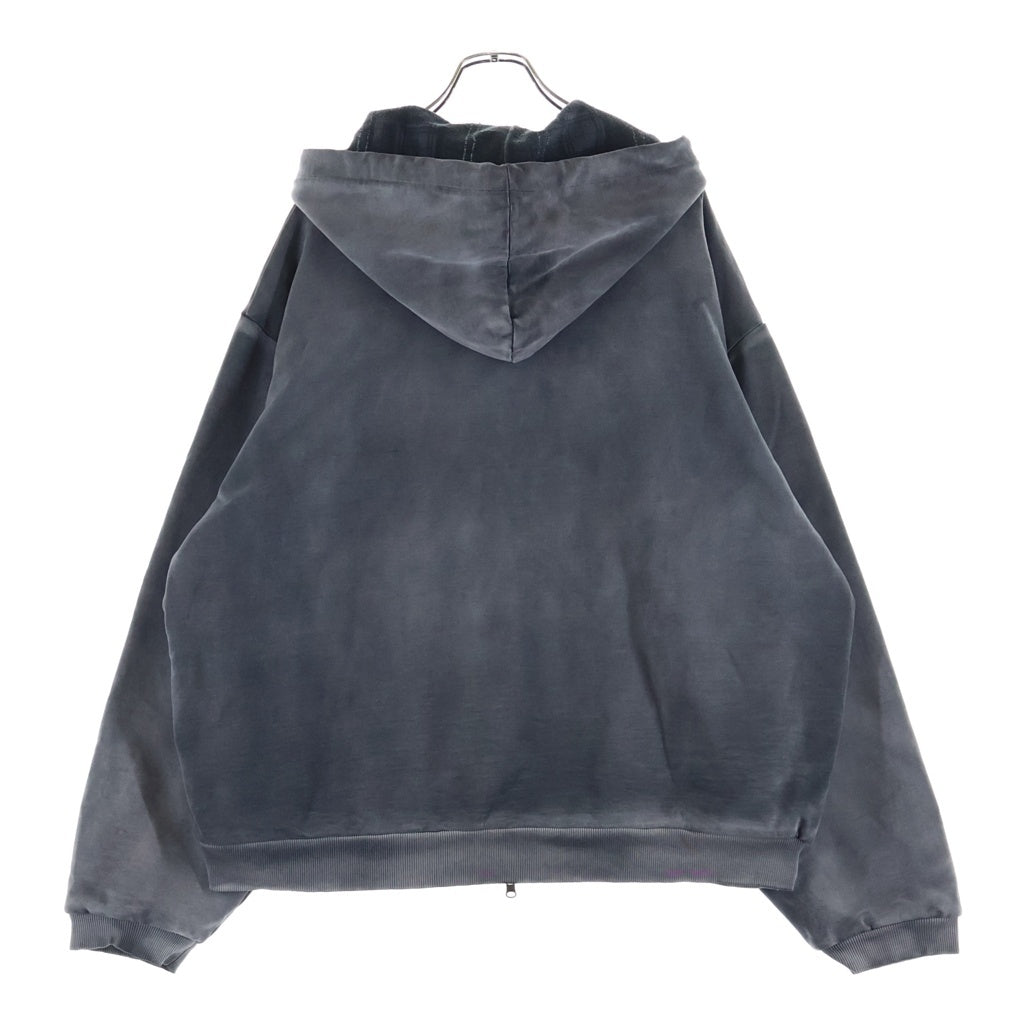 GUESS(ゲス) リバーシブル 裏地チェック ジップアップパーカー フーディー グレー M5BQ00-KBB40
