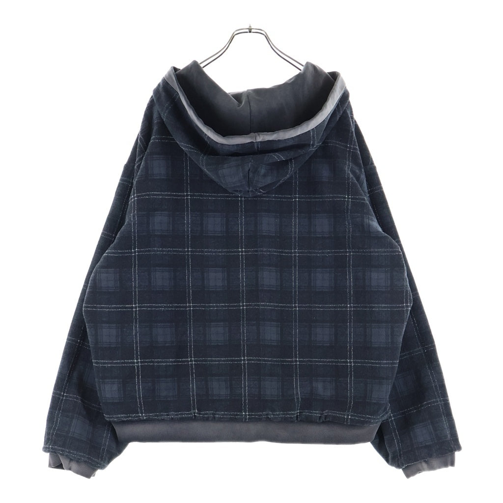 GUESS(ゲス) リバーシブル 裏地チェック ジップアップパーカー フーディー グレー M5BQ00-KBB40