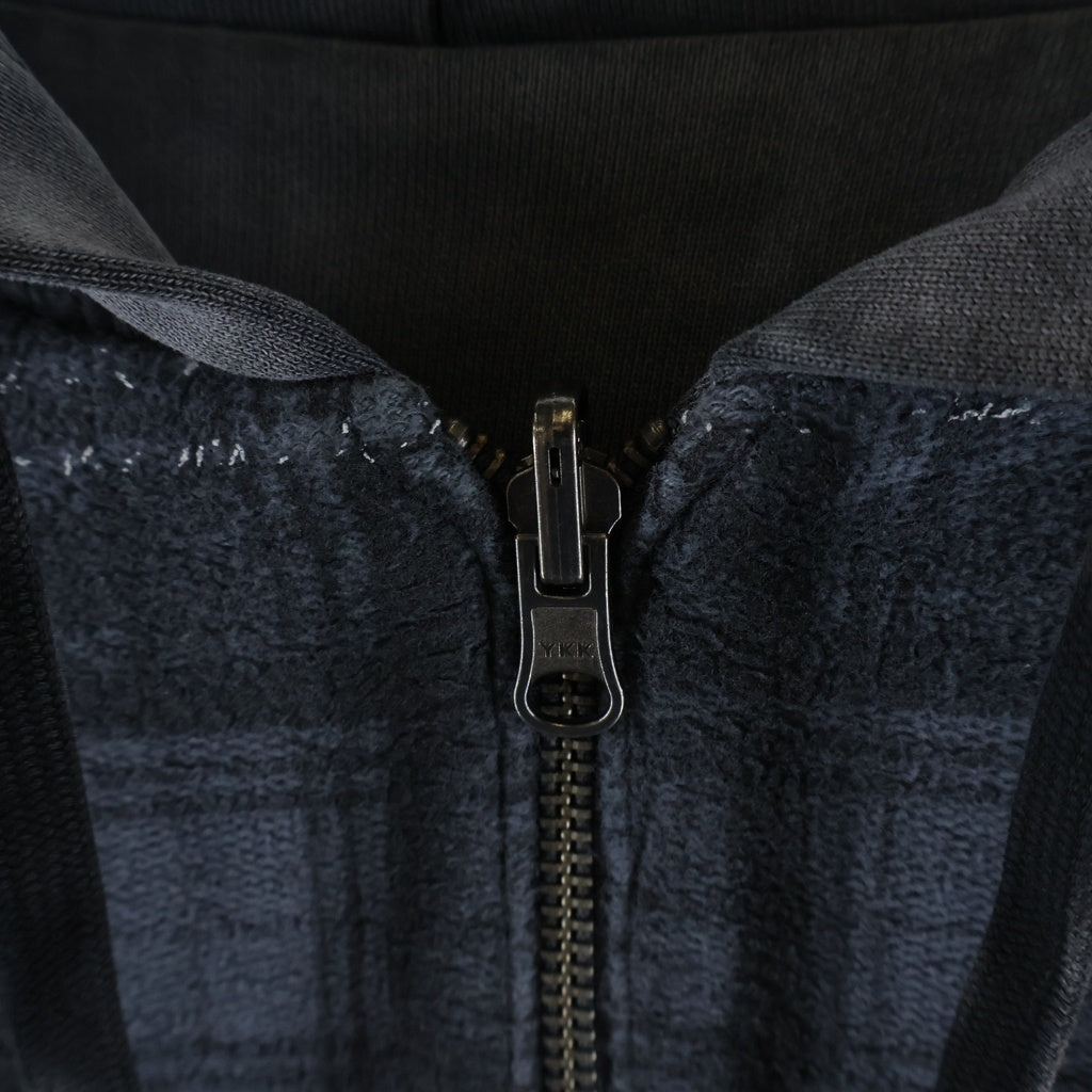 GUESS(ゲス) リバーシブル 裏地チェック ジップアップパーカー フーディー グレー M5BQ00-KBB40