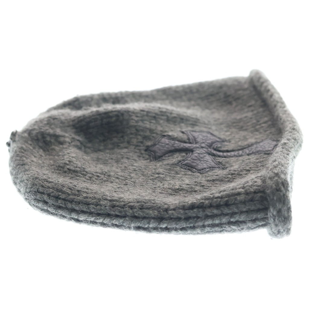 CHROME HEARTS(クロムハーツ) BEANIE CASH CROSS PATCH クロスパッチ付き カシミア ニットビーニー 帽子 グレー