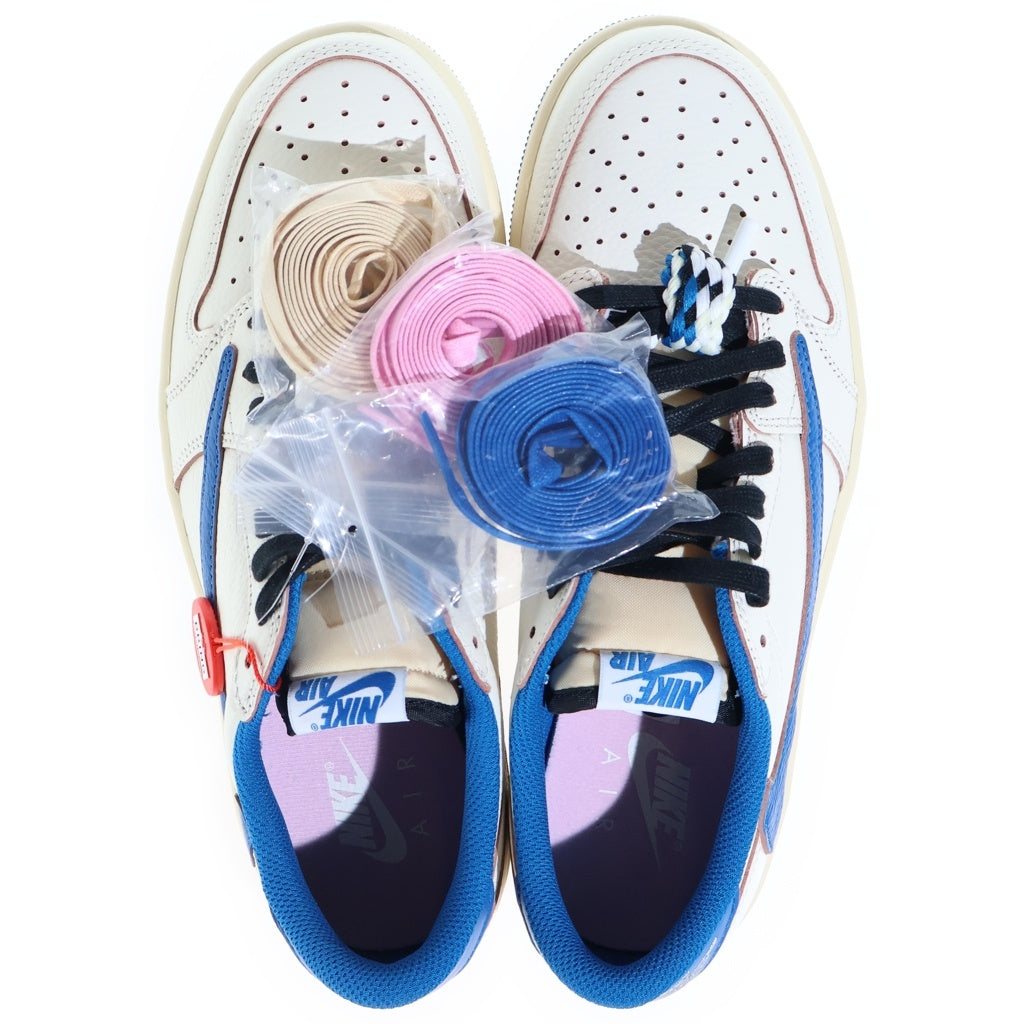 NIKE(ナイキ) ×TRAVIS SCOTT FRAGMENT DESIGN AIR JORDAN LOW トラヴィススコット フラグメント エアジョーダン 1 ローカットスニーカー ホワイト/ブルー US9/27.0cm DM7866-104