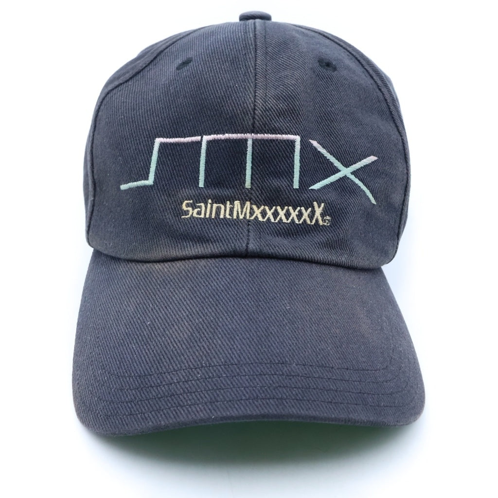 SAINT MICHAEL(セントマイケル) 24SS CAP SMX6 ダメージ加工 キャップ 帽子 ブラック SM-YS8-0000-068