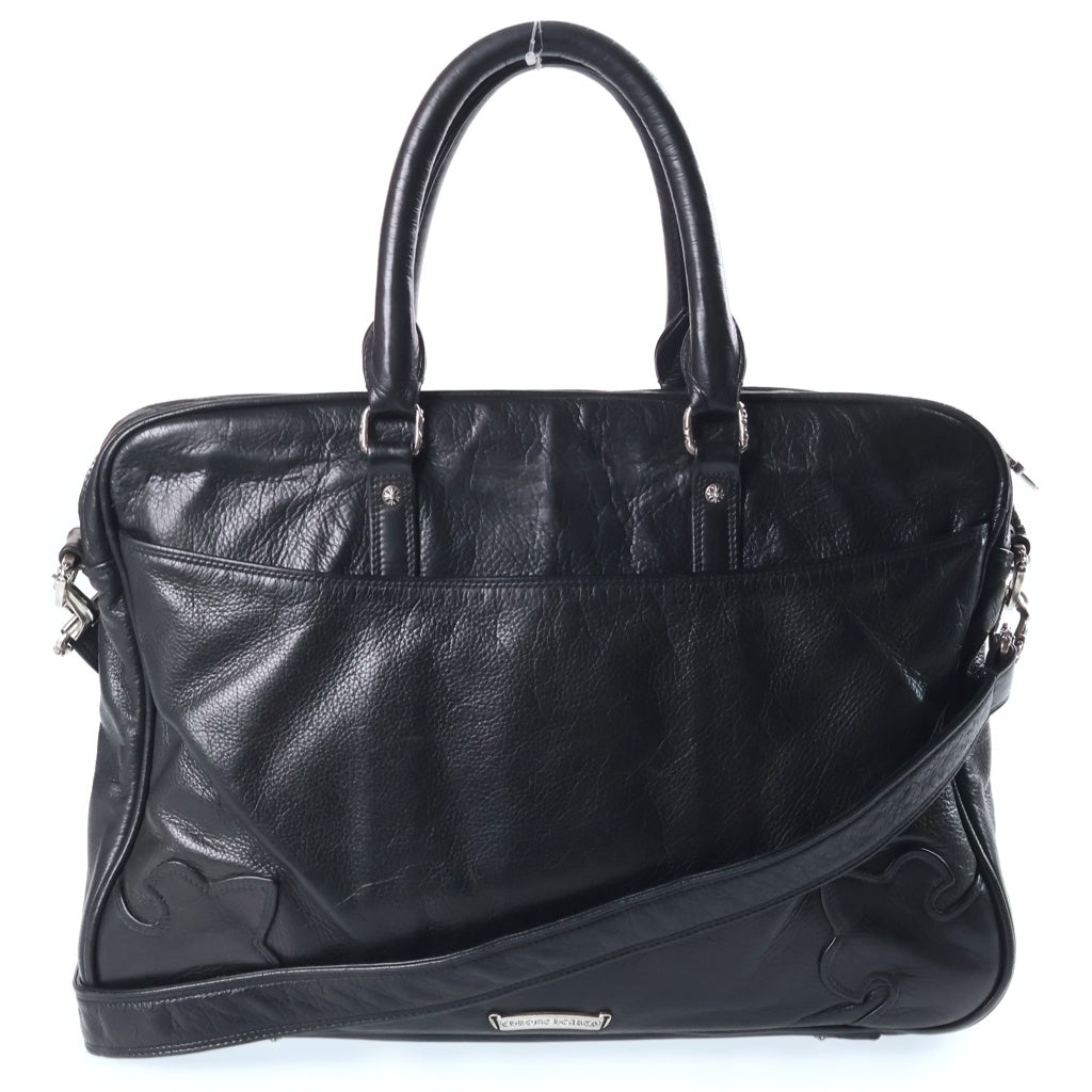 CHROME HEARTS(クロムハーツ) FLERKNEE BRIEFS BAG フレアニー レザーブリーフバッグ ショルダーバッグ ブラック