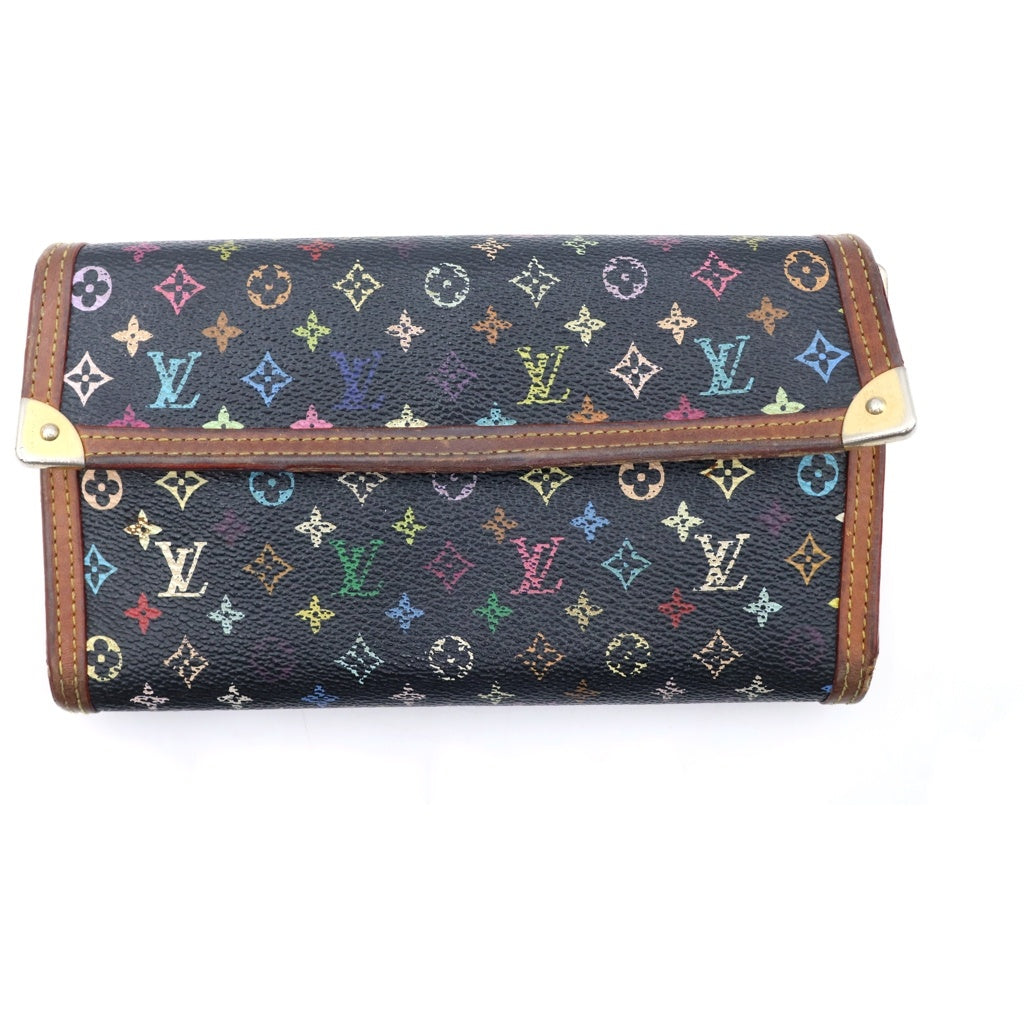 LOUIS VUITTON(ルイヴィトン) ポルトトレゾール モノグラム マルチカラー レザーウォレット 三つ折り財布 ブラック M92658