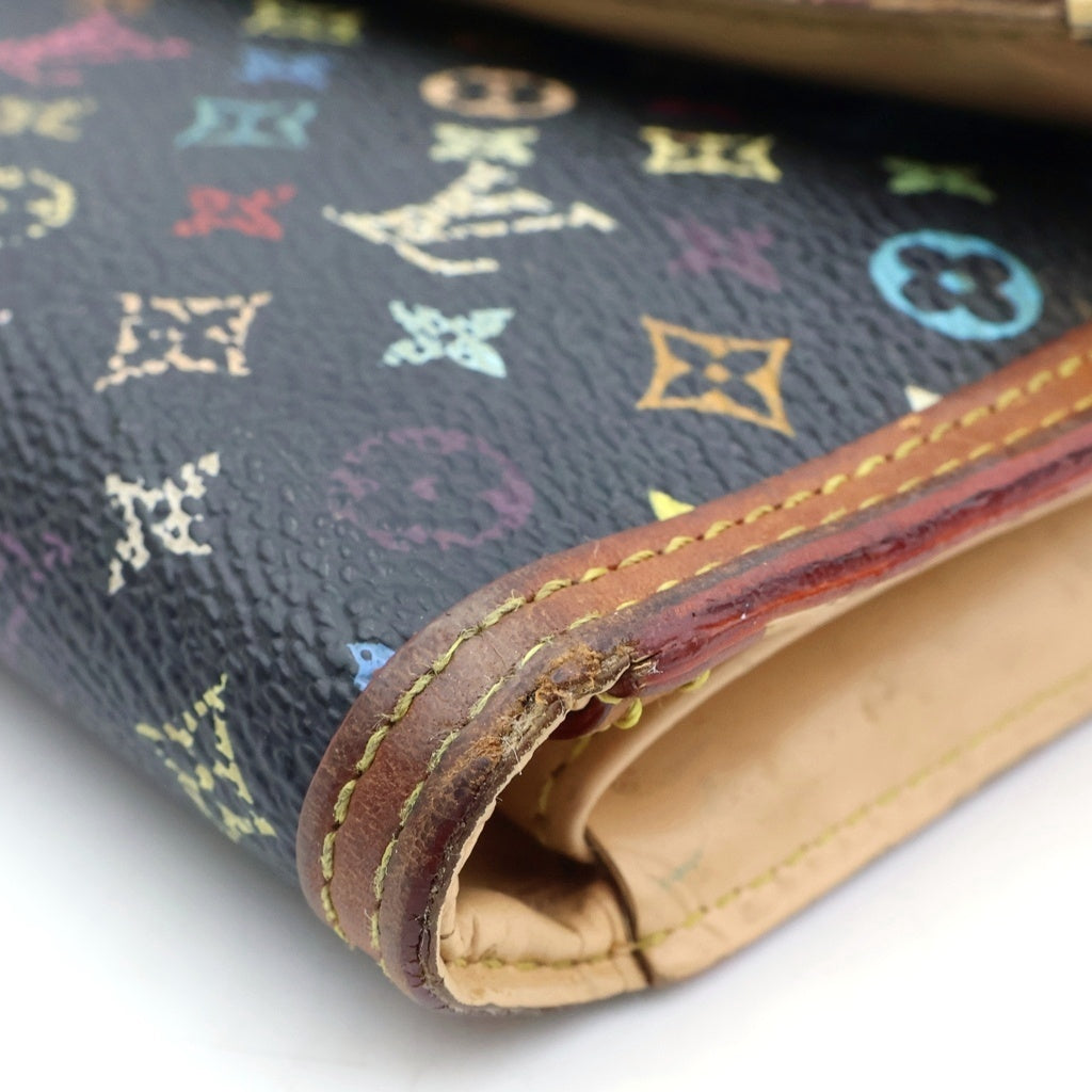 LOUIS VUITTON(ルイヴィトン) ポルトトレゾール モノグラム マルチカラー レザーウォレット 三つ折り財布 ブラック M92658