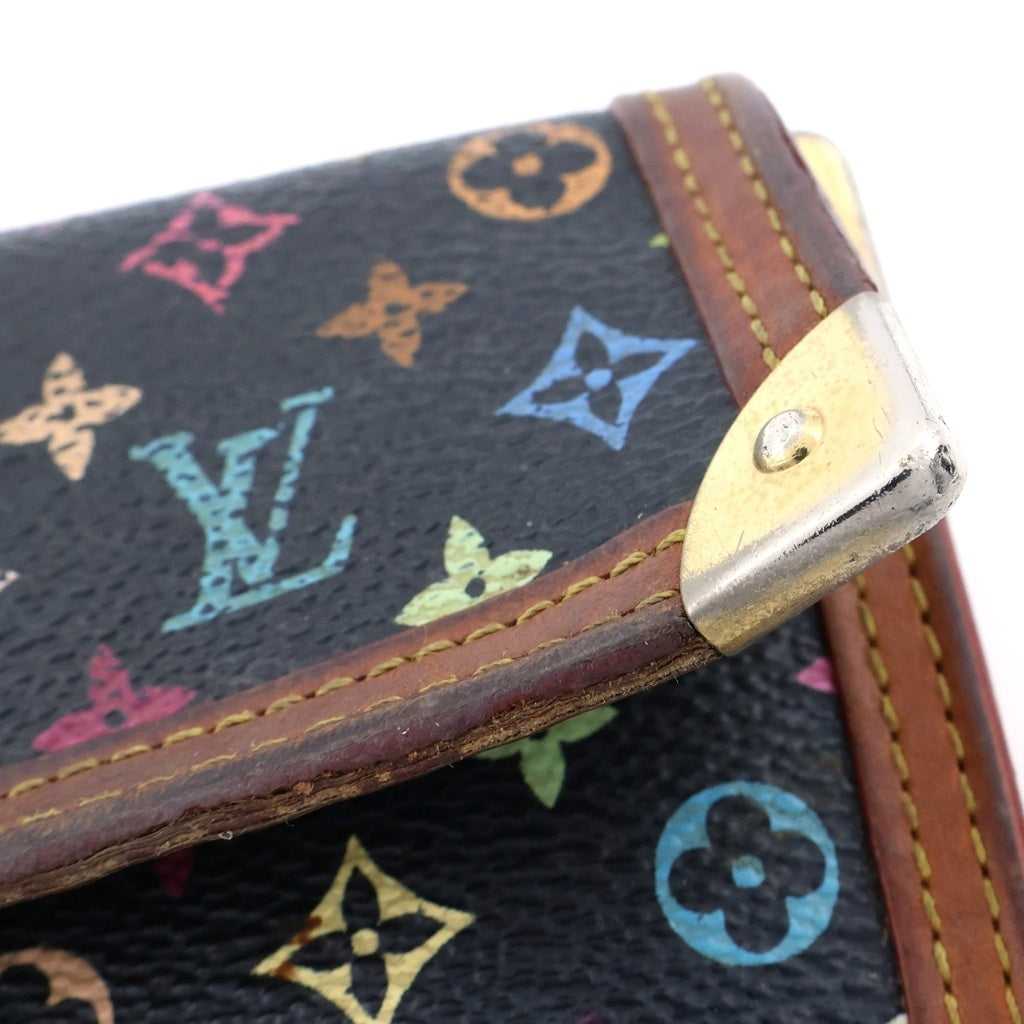 LOUIS VUITTON(ルイヴィトン) ポルトトレゾール モノグラム マルチカラー レザーウォレット 三つ折り財布 ブラック M92658