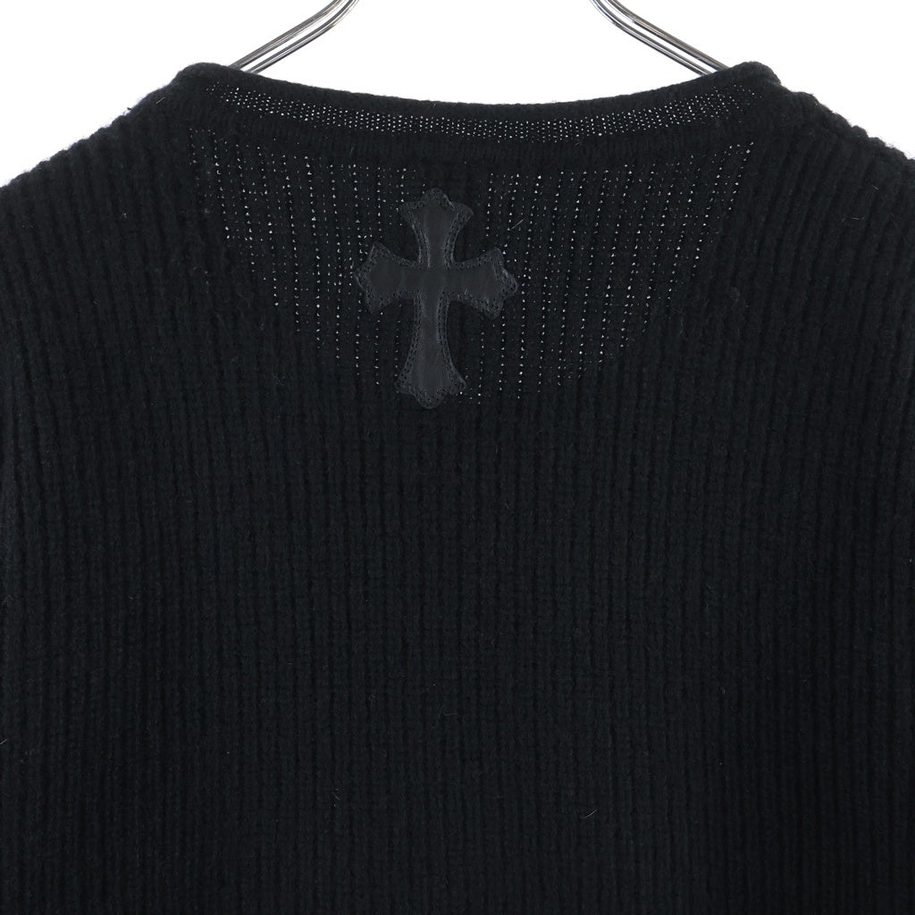 CHROME HEARTS(クロムハーツ) Y Not CASHMERE KNIT ワイノット クロスパッチ クルーネック カシミヤ ニット セーター ブラック