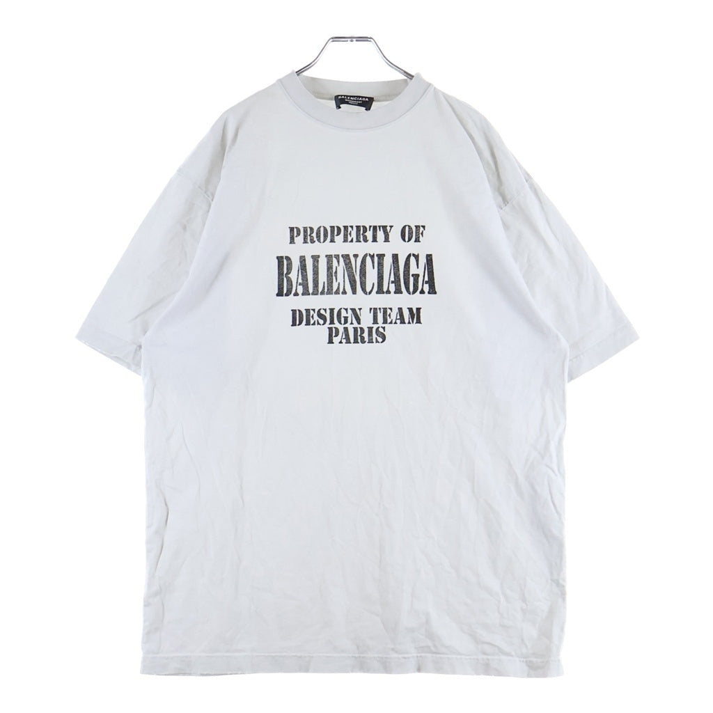 BALENCIAGA(バレンシアガ) 22AW Property T-Shirt フロントプリント クルーネック コットン 半袖Tシャツ ホワイト 641675 TMVH8