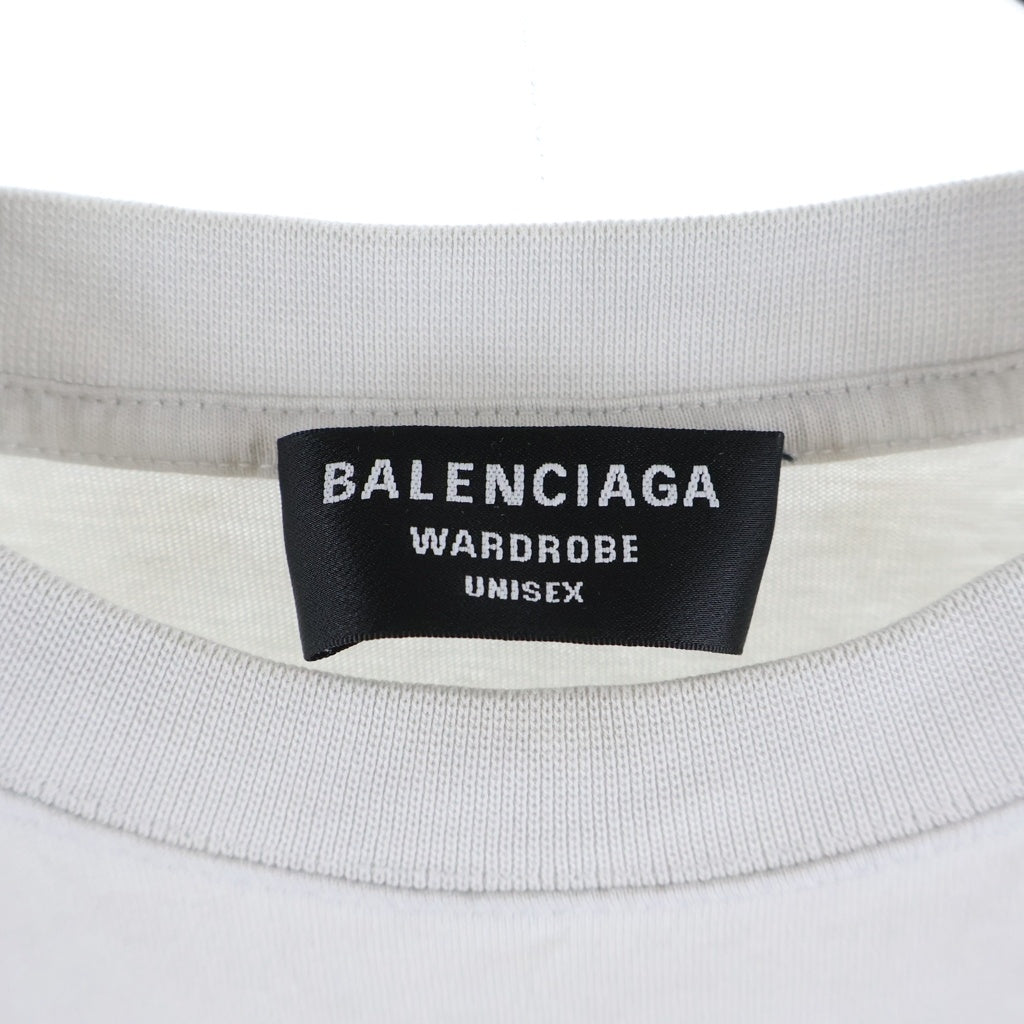BALENCIAGA(バレンシアガ) 22AW Property T-Shirt フロントプリント クルーネック コットン 半袖Tシャツ ホワイト 641675 TMVH8