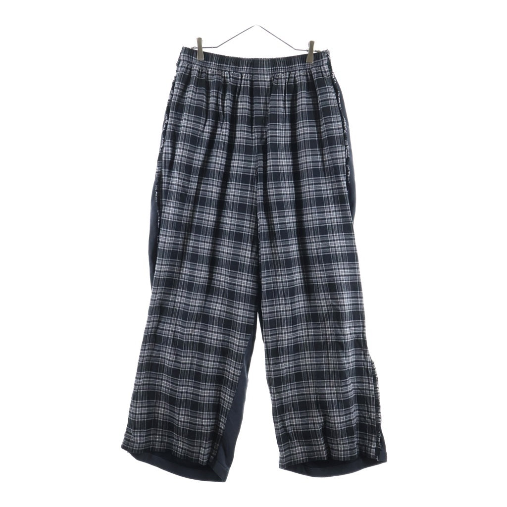 BALENCIAGA(バレンシアガ) Plaid Switched Sweat Long Pants チェック柄 切り替えデザイン ワイド スウェットパンツ ブラック 850729 TTM02