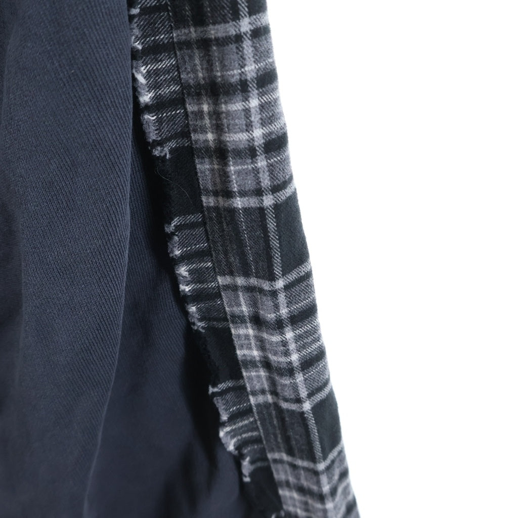 BALENCIAGA(バレンシアガ) Plaid Switched Sweat Long Pants チェック柄 切り替えデザイン ワイド スウェットパンツ ブラック 850729 TTM02