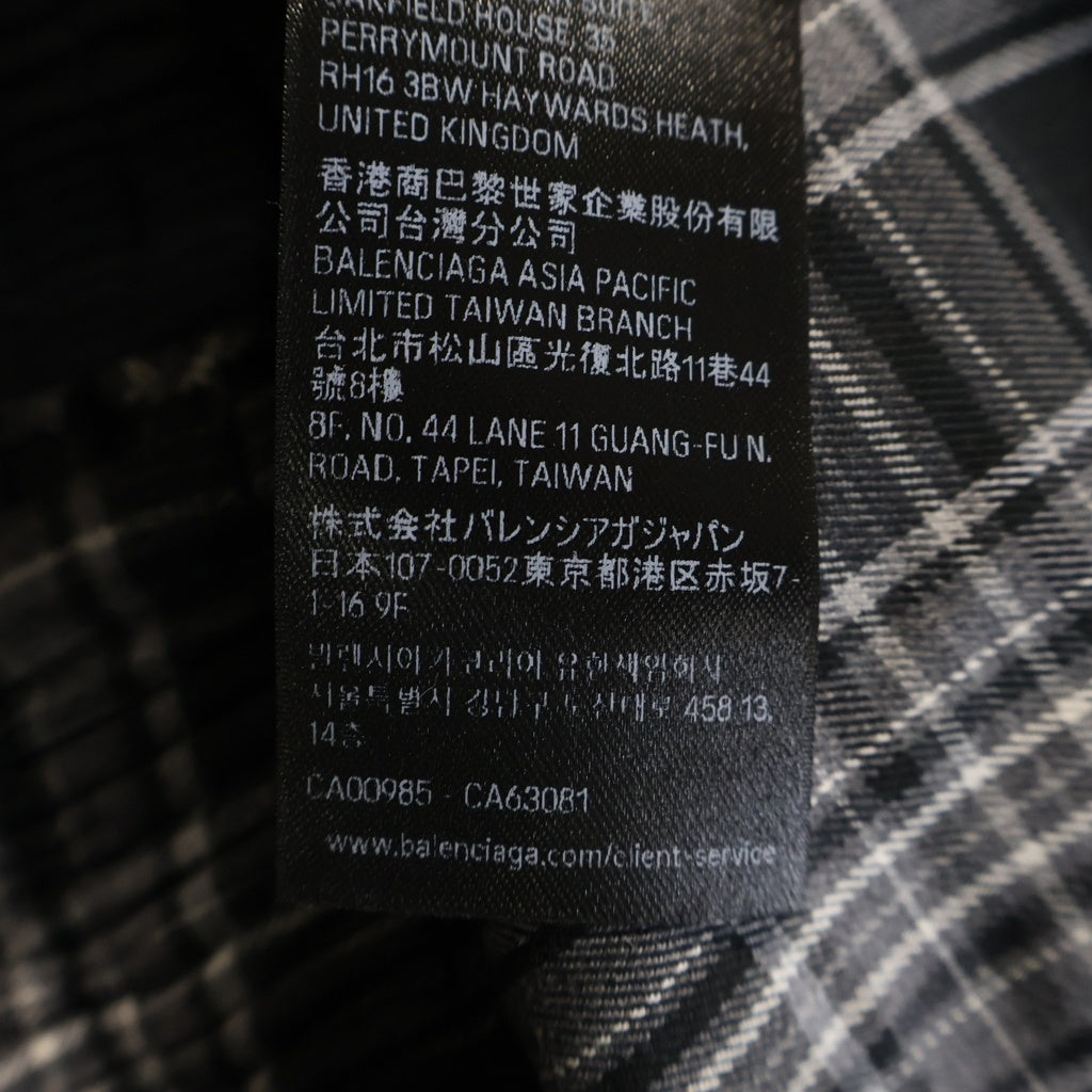 BALENCIAGA(バレンシアガ) Plaid Switched Sweat Long Pants チェック柄 切り替えデザイン ワイド スウェットパンツ ブラック 850729 TTM02